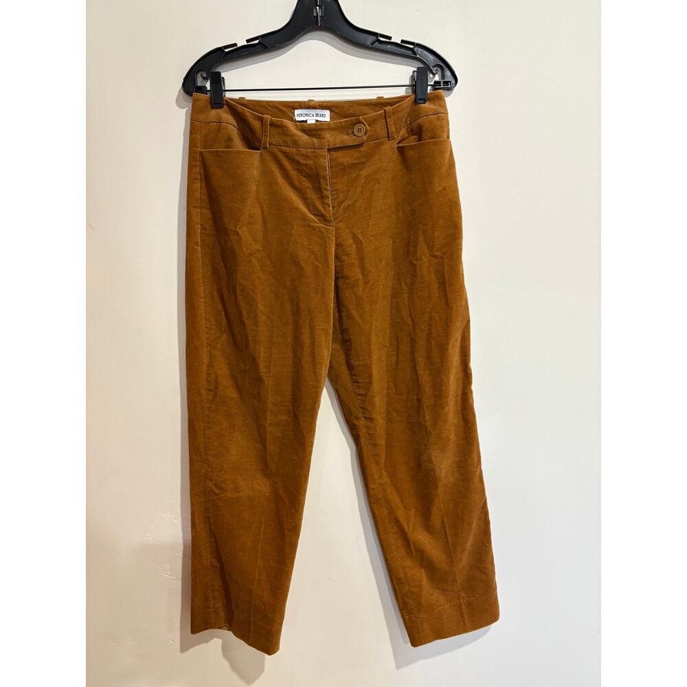 Veronica Beard High Waisted Flat Front Ankle Trouser Pants Brown Women's Size 4